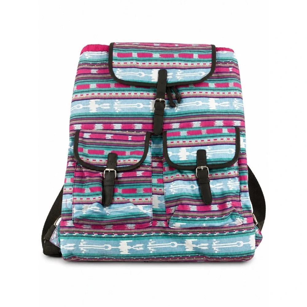 Candies Vintage Y2K Pink Blue Aztec Boho Festival Hippie Rucksack Bag